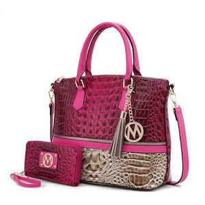 Textured Crocodile Embossed Pattern With Handbags Roomy Bag Strap Satchel